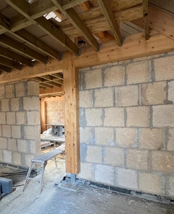 Hempcrete block walls