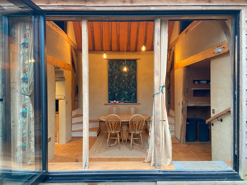 looking in through a window to the dining area